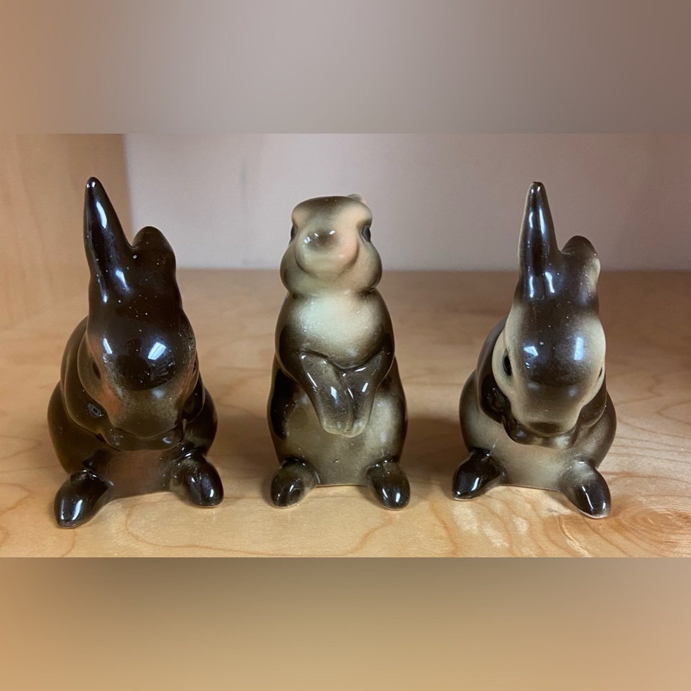 GOEBEL 3 RABBIT FIGURINES GERMANY VINTAGE